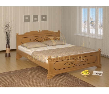 Деревянная двуспальная кровать из массива Афродита