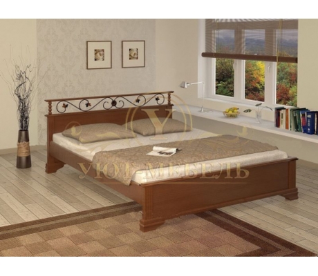 Деревянная двуспальная кровать из массива Ева тахта