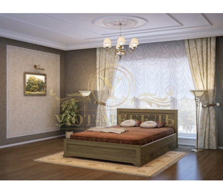 Деревянная двуспальная кровать из массива Классика тахта
