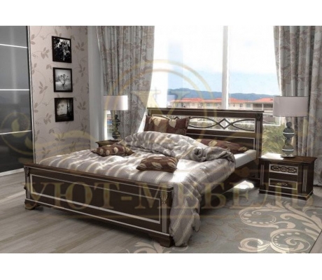 Деревянная двуспальная кровать из массива Лирона 2