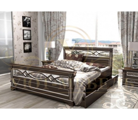 Деревянная двуспальная кровать из массива Лирона