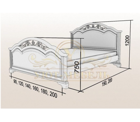 Деревянная двуспальная кровать из массива Венеция
